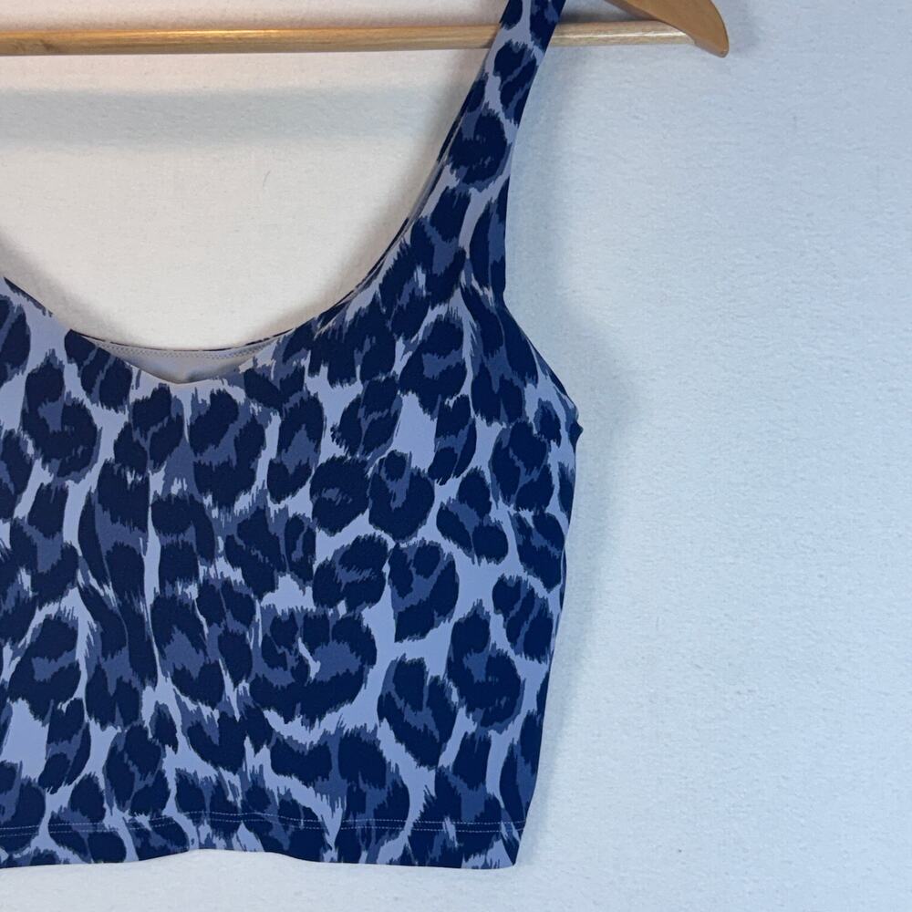 OFFLINE Aerie Real Me Sports Bra Small Petite Blue Cheetah Longline - Picture 2 of 7
